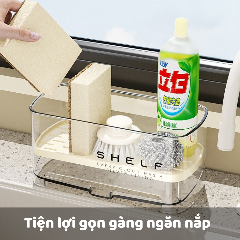 Kệ Để Đồ Rửa Chén SHELF Thoát Nước Nhựa Trong Suốt Đặt Bồn Rửa Gọn Gàng | BigBuy360 - bigbuy360.vn