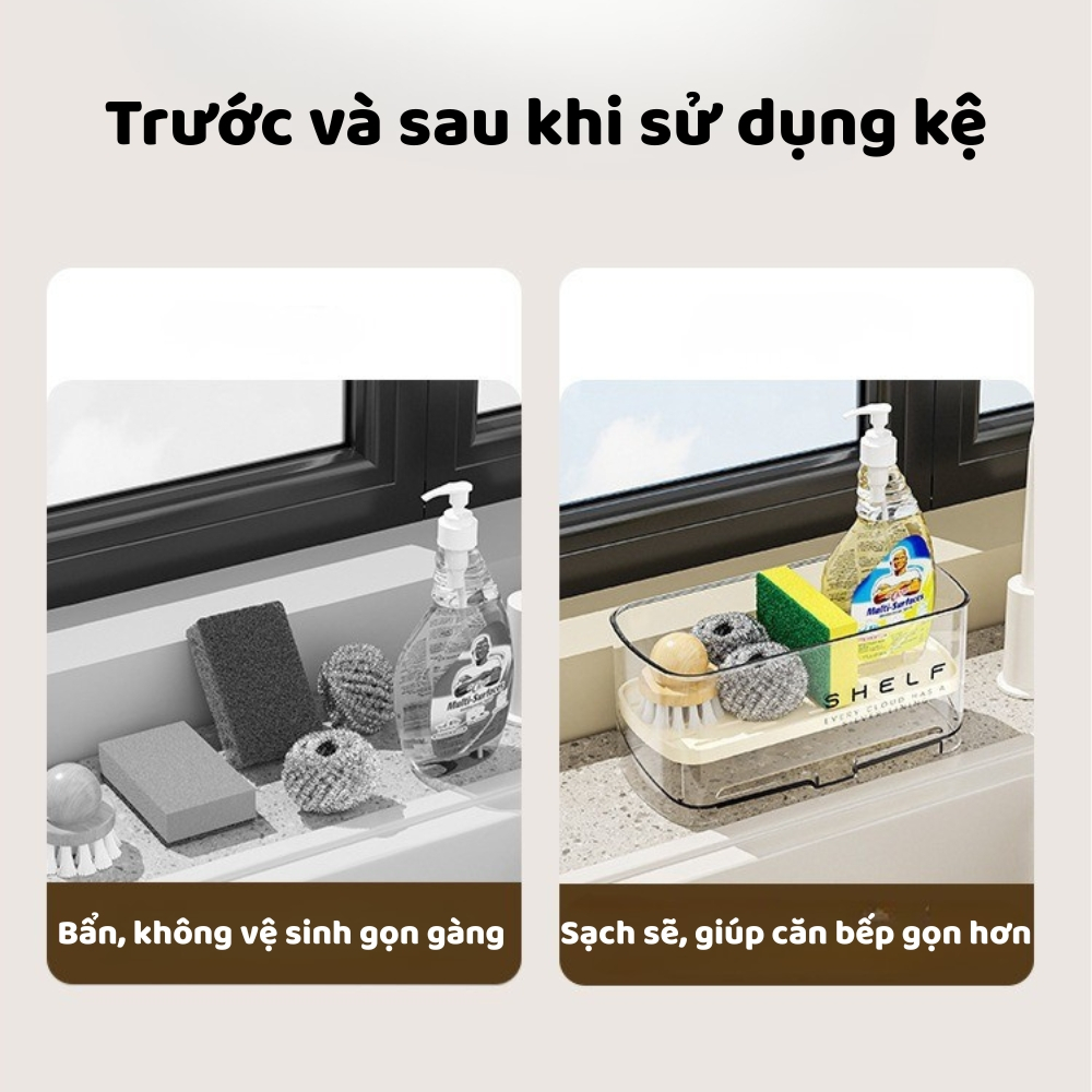 Kệ Để Đồ Rửa Chén SHELF Thoát Nước Nhựa Trong Suốt Đặt Bồn Rửa Gọn Gàng | BigBuy360 - bigbuy360.vn