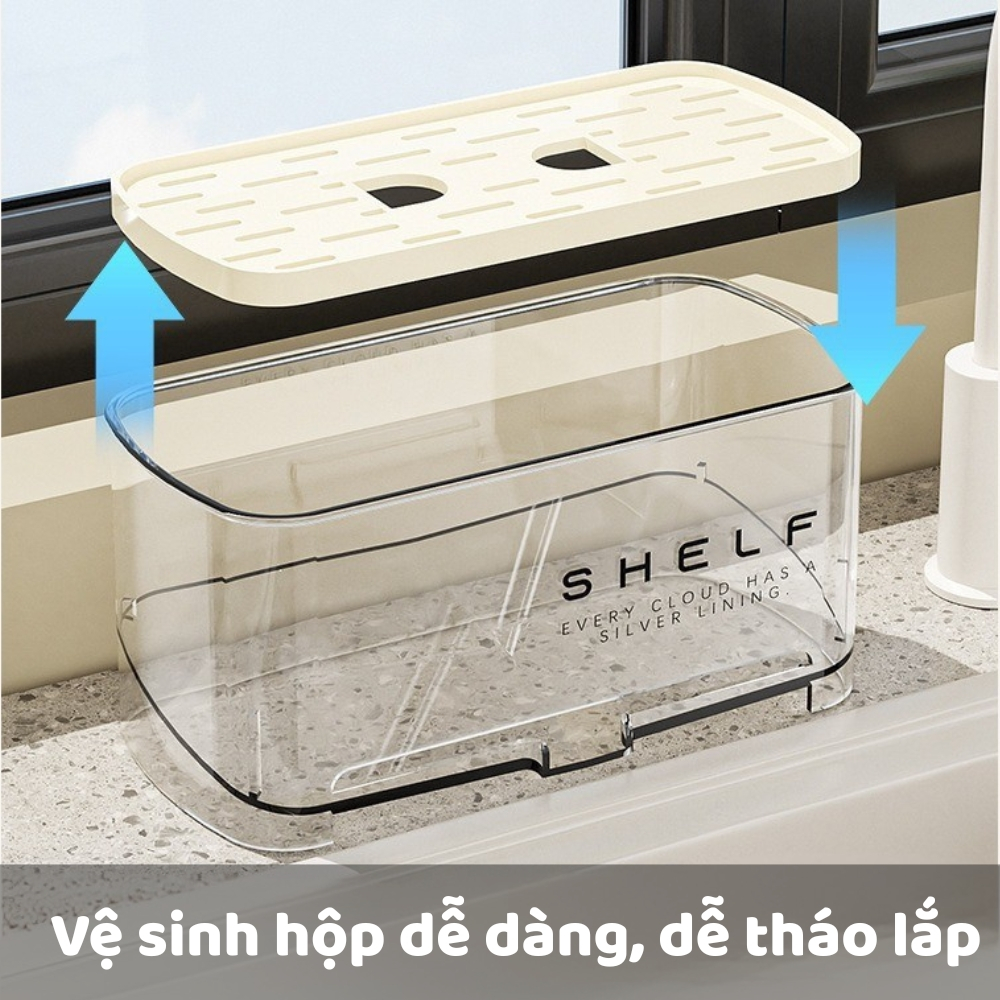 Kệ Để Đồ Rửa Chén SHELF Thoát Nước Nhựa Trong Suốt Đặt Bồn Rửa Gọn Gàng | BigBuy360 - bigbuy360.vn