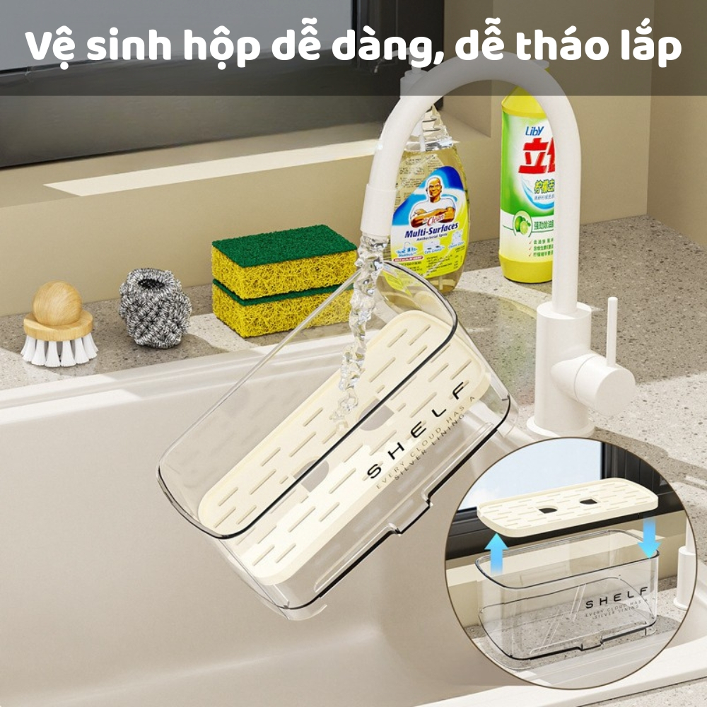 Kệ Để Đồ Rửa Chén SHELF Thoát Nước Nhựa Trong Suốt Đặt Bồn Rửa Gọn Gàng | BigBuy360 - bigbuy360.vn