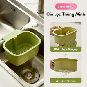 Khay Lọc Rác Bồn Rửa Chén Thông Minh Bibabibo Size Lớn – Bấm Mở Tiện Lợi, Thoát Nước Nhanh
