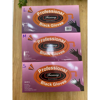 Bao tay đen nhuộm tóc , bao tay cao su dày, găng tay nhuộm hóa chất chuyên dùng cho salon 20 cái/hộp