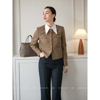 Áo Blazer nữ cổ tròn thiết kế khuy đồng thanh lịch [ B505 ]