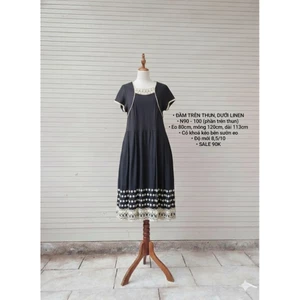 ĐẦM LINEN THUN ĐEN 2HAND NHẬT