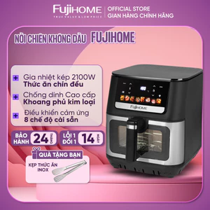 Nồi chiên không dầu 9 Lít nhập khẩu FUJIHOME, nồi chiên điện tử 8 chế độ nấu nướng, màn LCD cảm ứng tặng kèm kẹp gắp