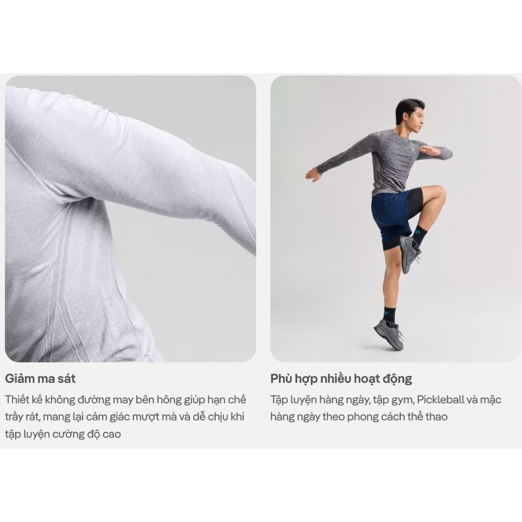[MUA 2 GIẢM 5%]Áo thun nam dài tay Training Seamless Body Mapping mềm mại, áo pickleball co giãn thấm hút Coolmate