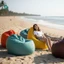Ghế Lười Hạt Xốp Beanbag Combo Ghế Kèm Đôn 3II HOME Vải Trượt Nước Chống Thấm Cao Cấp Đa Size Đa Sắc