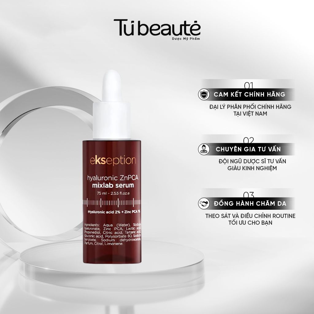[HÀNG CÔNG TY] Serum Kẽm Ekseption Hyaluronic ZnPCA Mixlab Serum - Giảm Mụn, Kiềm Dầu 75ml
