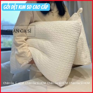 🌙SIÊU CẤP🌙 Gối Dệt Kim 5D Massage Đầu Cổ Vai, Gối Gòn Lụa Dành Cho Người Nằm Thấp _Chăn Ga Sỉ HCM