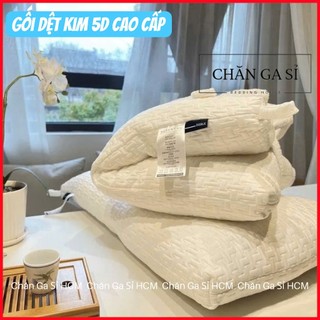 🌙SIÊU CẤP🌙 Gối Dệt Kim 5D Massage Đầu Cổ Vai, Gối Gòn Lụa Dành Cho Người Nằm Thấp _Chăn Ga Sỉ HCM