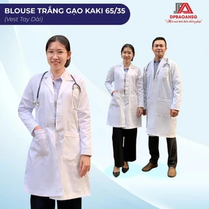 Áo Blouse Dài Tay Trắng Gạo Cho Nam Nữ Bác Sĩ – Vải Kaki Chuẩn Đồng Phục Y Tế