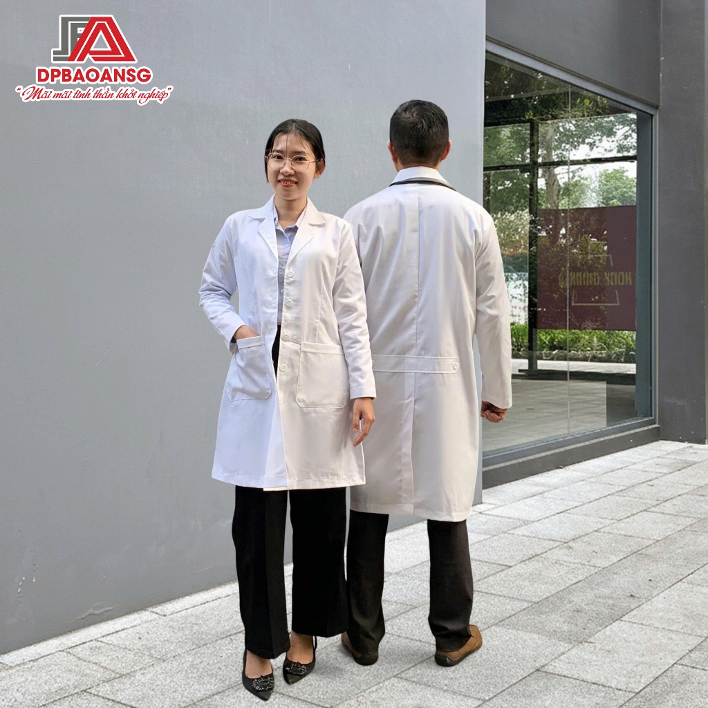 Áo Blouse Dài Tay Trắng Gạo Cho Nam Nữ Bác Sĩ – Vải Kaki Chuẩn Đồng Phục Y Tế