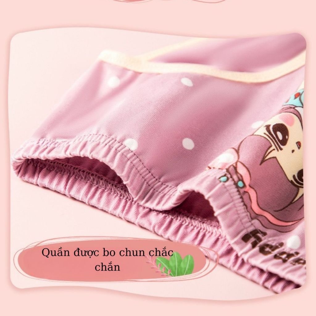 COMBO 4 Quần chip bé gái cotton cao cấp co dãn Set 4 Quần lót bé gái họa tiết xinh xắn đáng yêu 7002