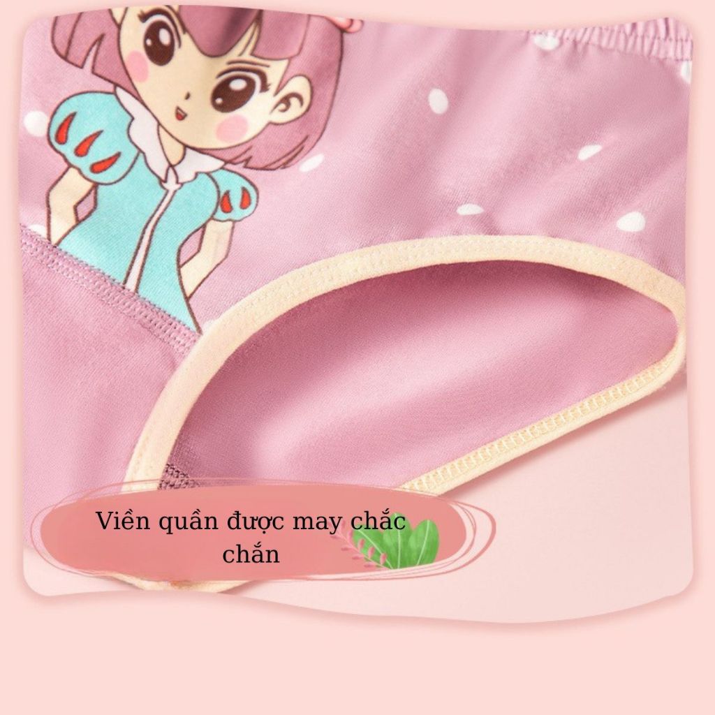COMBO 4 Quần chip bé gái cotton cao cấp co dãn Set 4 Quần lót bé gái họa tiết xinh xắn đáng yêu 7002