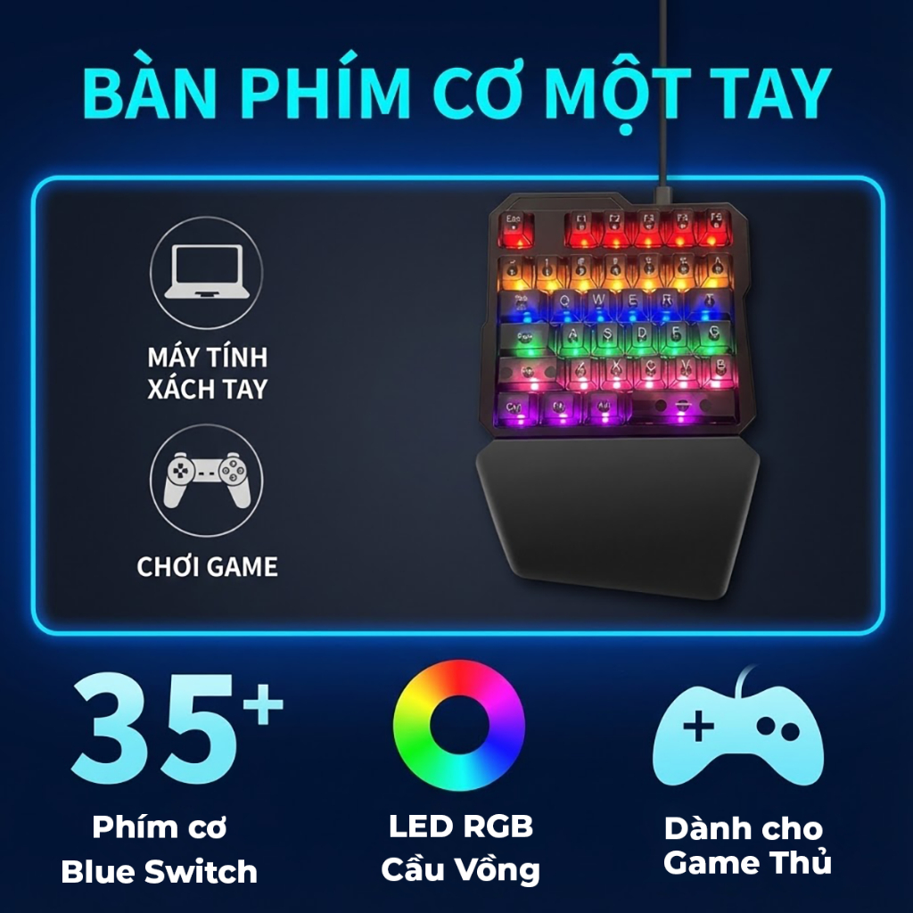 Bàn phím cơ 1 tay GT35 Inker K9 Bàn phím chơi game chất lượng cao dành cho game thủ Keyboard K9 Phím cơ Gaming | BigBuy360 - bigbuy360.vn