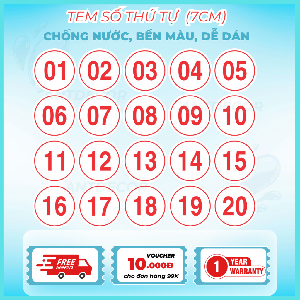 🎯 DECAL DÁN SỐ THỨ TỰ 7CM – RÕ TO, DỄ NHÌN, CHỐNG NƯỚC