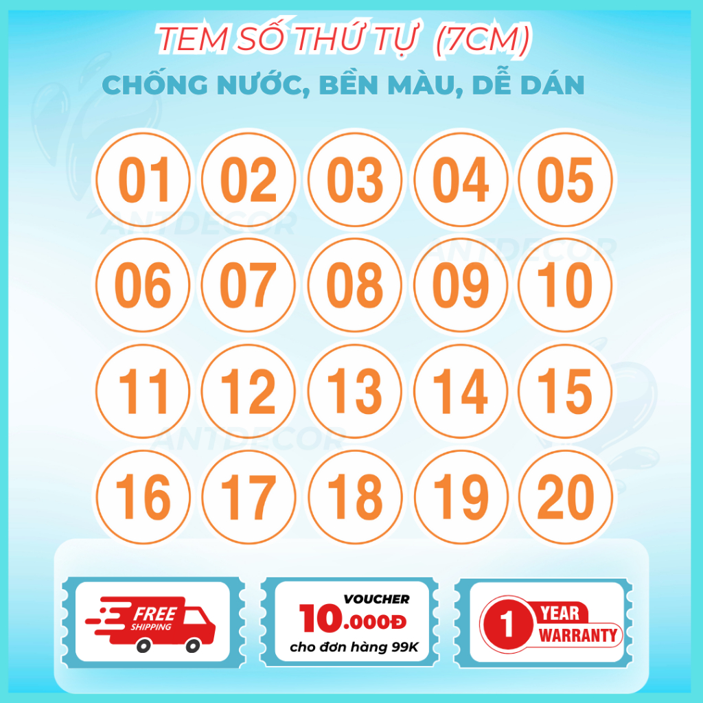 🎯 DECAL DÁN SỐ THỨ TỰ 7CM – RÕ TO, DỄ NHÌN, CHỐNG NƯỚC
