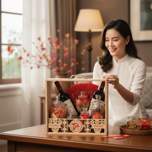 Khay Gỗ Vali Gói Quà Tết. Khay Gỗ Đựng Quà Thiết Kế Hiên Đại | LynhDecor miễn phí khắc,logo nội dung