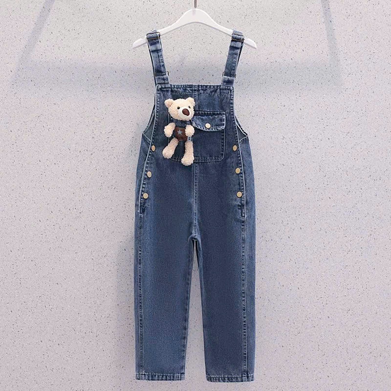 Yếm kaki và jeans kèm gấu cho bé gái size đại BEESHOP KM0016 + KM0009