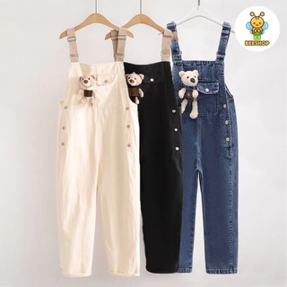 Yếm kaki và jeans kèm gấu cho bé gái size đại BEESHOP KM0016 + KM0009