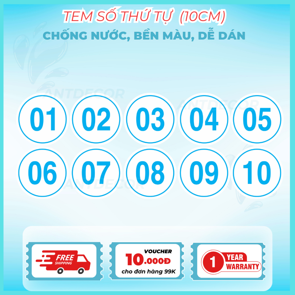 🔢 DECAL DÁN SỐ THỨ TỰ 10CM – SỐ RẤT TO, NHÌN XA RÕ, CHỐNG NƯỚC, BỀN NGOÀI TRỜI