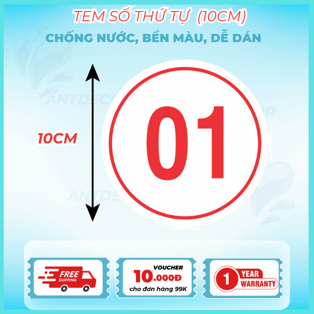 🔢 DECAL DÁN SỐ THỨ TỰ 10CM – SỐ RẤT TO, NHÌN XA RÕ, CHỐNG NƯỚC, BỀN NGOÀI TRỜI