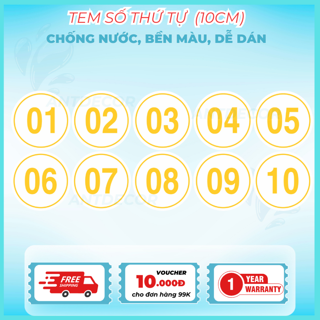 🔢 DECAL DÁN SỐ THỨ TỰ 10CM – SỐ RẤT TO, NHÌN XA RÕ, CHỐNG NƯỚC, BỀN NGOÀI TRỜI