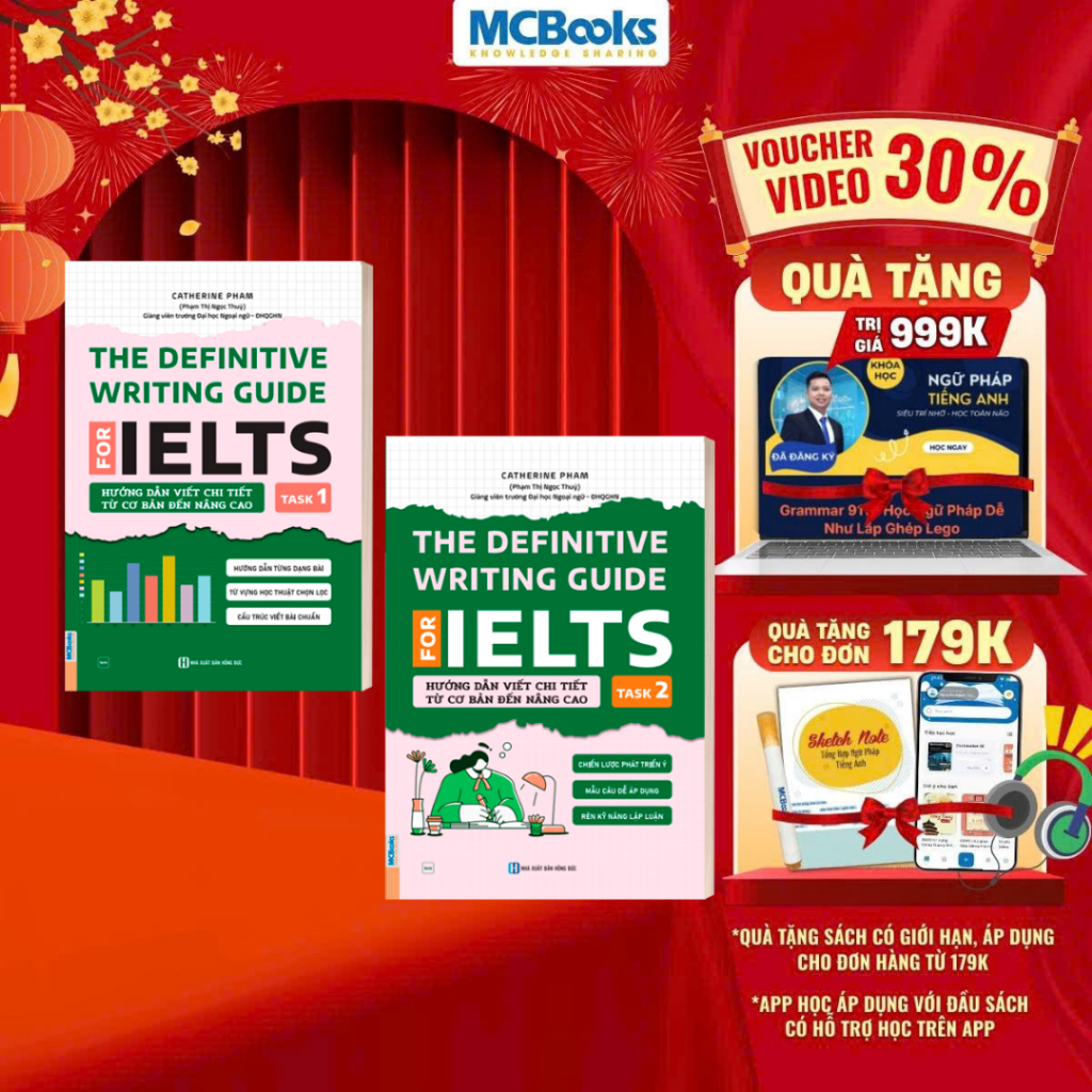 Combo Sách - The Definitive writing guide for ielts - Hướng dẫn viết chi tiết từ cơ bản đến nâng cao