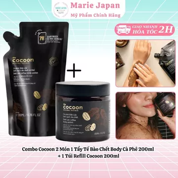 Combo Cocoon 2 Món 1 Tẩy Tế Bào Chết Body Cà Phê 200ml + 1 Túi Refill Cocoon 200ml