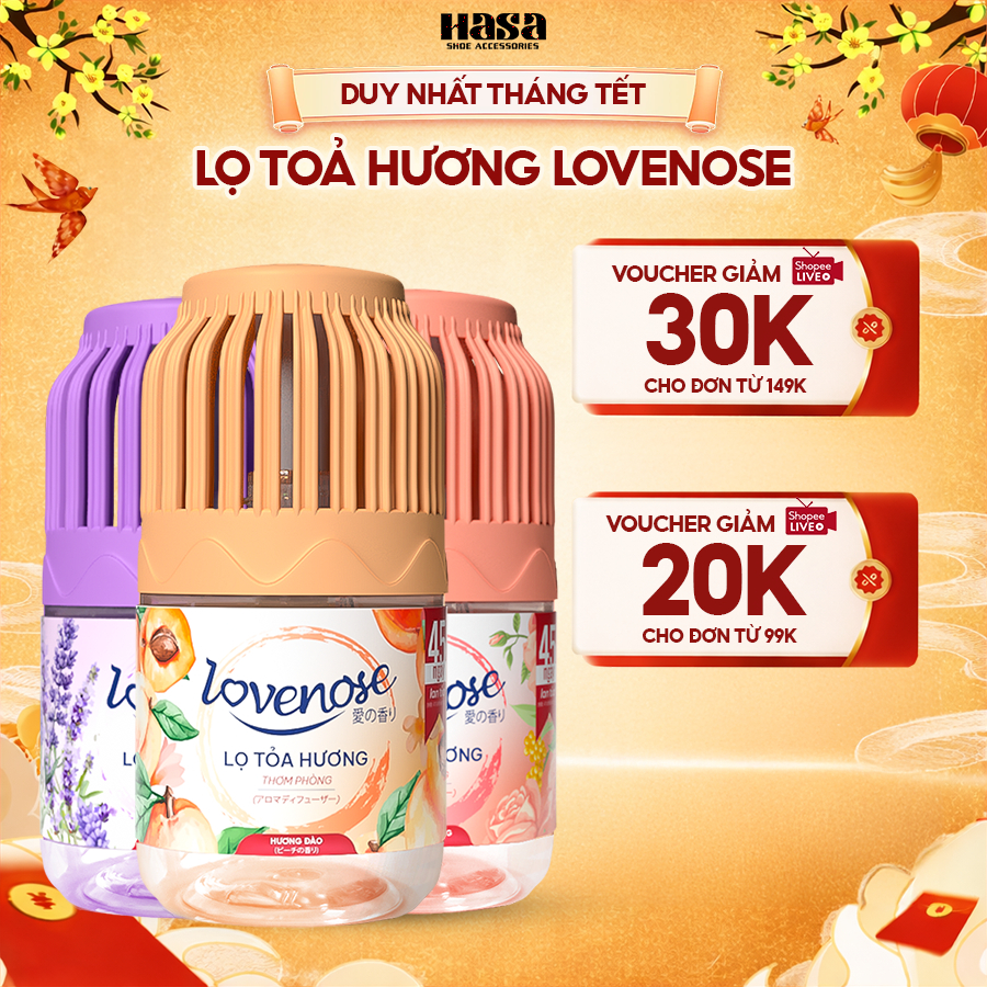 Lọ tỏa hương Lovenose hương thơm tự nhiên dễ chịu khử mùi sáp thơm phòng thế hệ mới 45 ngày - 180ml