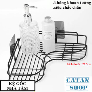 Kệ Nhà Tắm Góc Loại Lớn, Kệ Sắt Sơn Tĩnh Điện Kèm Móc Dán Treo Tường, Kệ Góc Treo Đồ Dùng Nhà Tắm