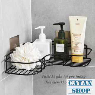 Kệ Nhà Tắm Góc Loại Lớn, Kệ Sắt Sơn Tĩnh Điện Kèm Móc Dán Treo Tường, Kệ Góc Treo Đồ Dùng Nhà Tắm