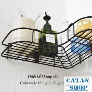 Kệ Nhà Tắm Góc Loại Lớn, Kệ Sắt Sơn Tĩnh Điện Kèm Móc Dán Treo Tường, Kệ Góc Treo Đồ Dùng Nhà Tắm