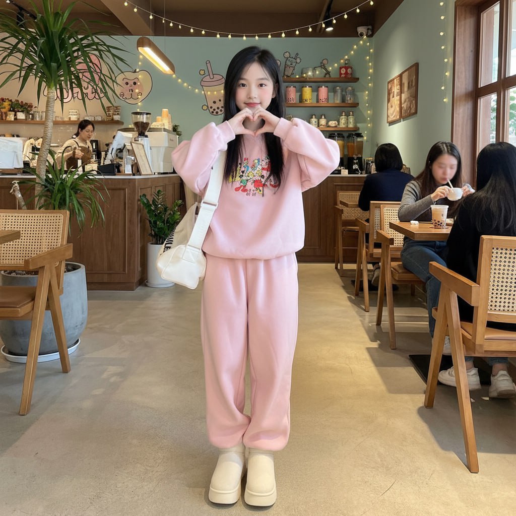 Set nỉ cổ tròn in mickey cho bé gái size đại BEESHOP D25102