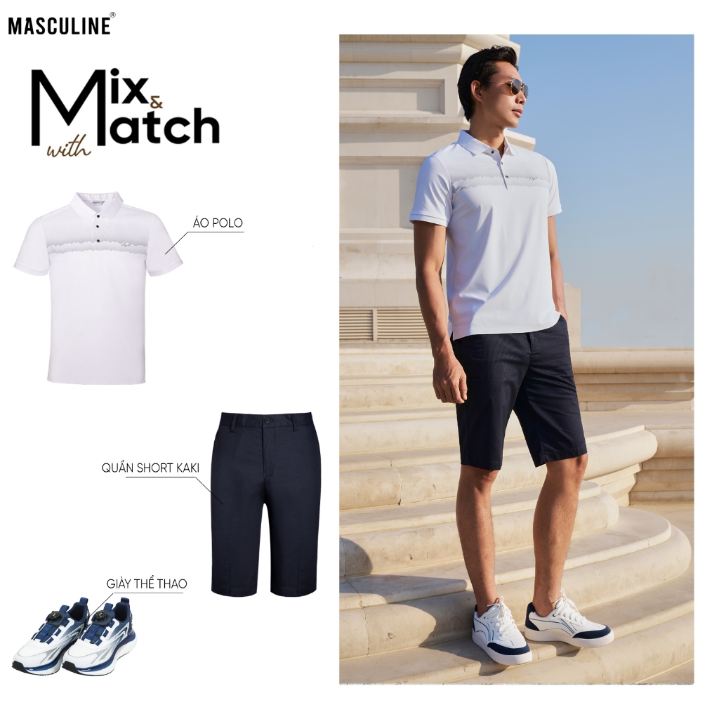 Áo polo nam MASCULINE APL606 cao cấp chất liệu Silk Nylon Spandex cổ đứng form Regular Fit