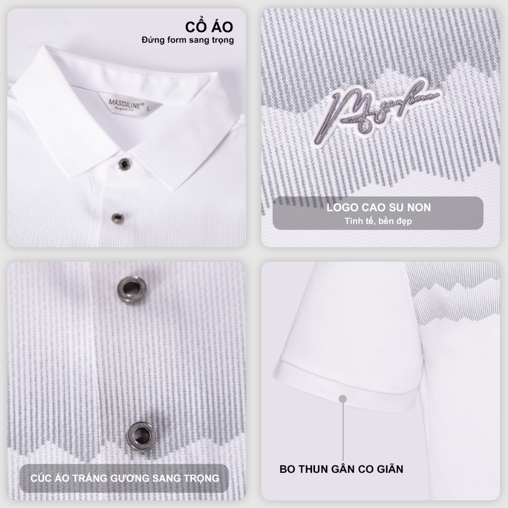 Áo polo nam MASCULINE APL606 cao cấp chất liệu Silk Nylon Spandex cổ đứng form Regular Fit