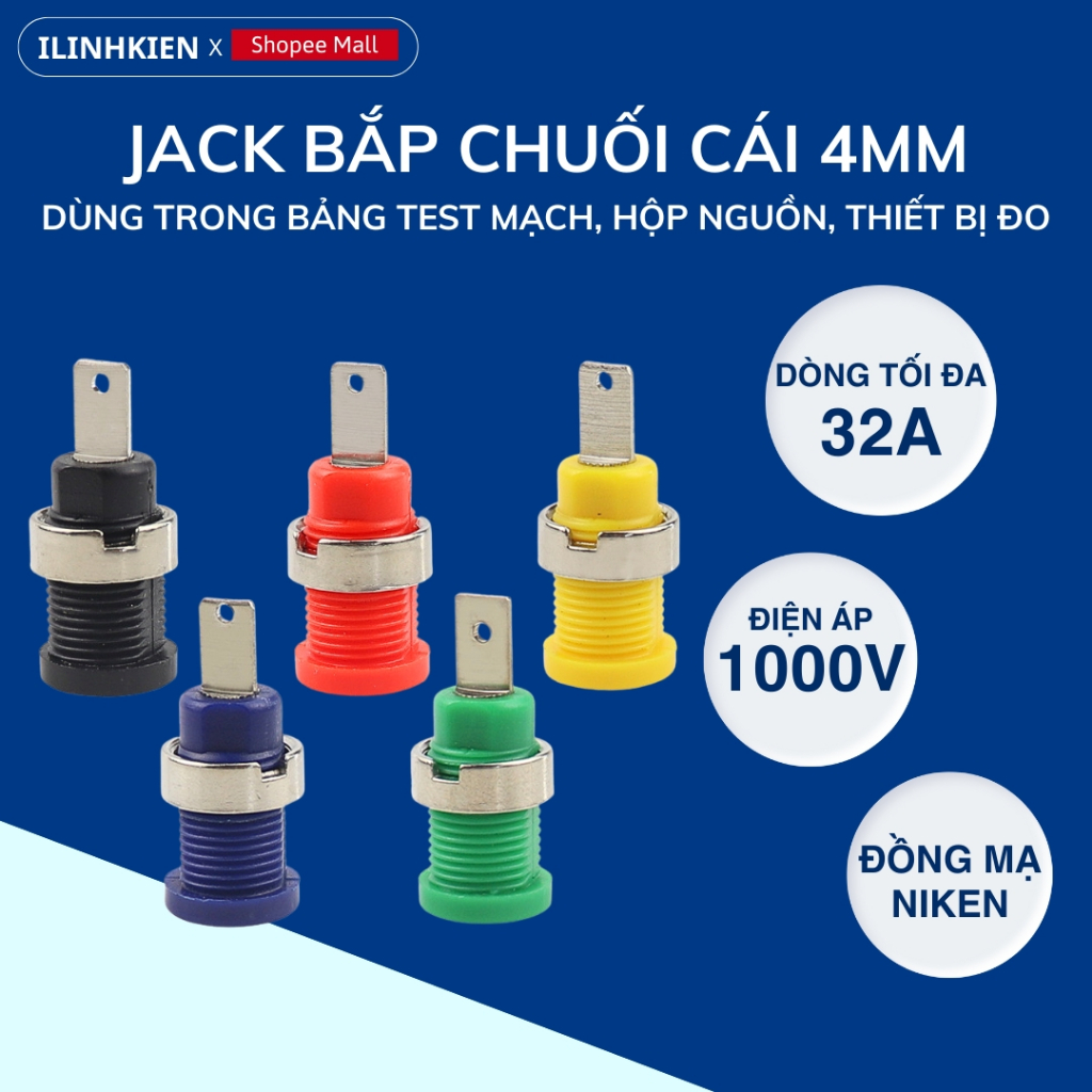 Jack bắp chuối cái 4mm chất lượng cao ilinhkien.