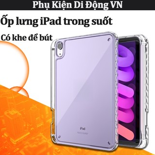 Ốp lưng iPad trong suốt, chống ố vàng, có ngăn bút cho iPad Gen 7 8 9 10 11 Air 4 5 6 7 Mini 4 5 6 7 M2 M3 M4 M5 Pro A16
