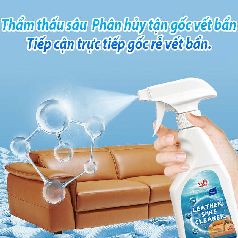 Chai Xịt Vệ Sinh Nội Thất Ô Tô Yiyi 380ml - Làm Sạch Khử Mùi Đồ Da, Ghế Da, Trần Nỉ, Mặt Kính, Taplo Xe Hơi