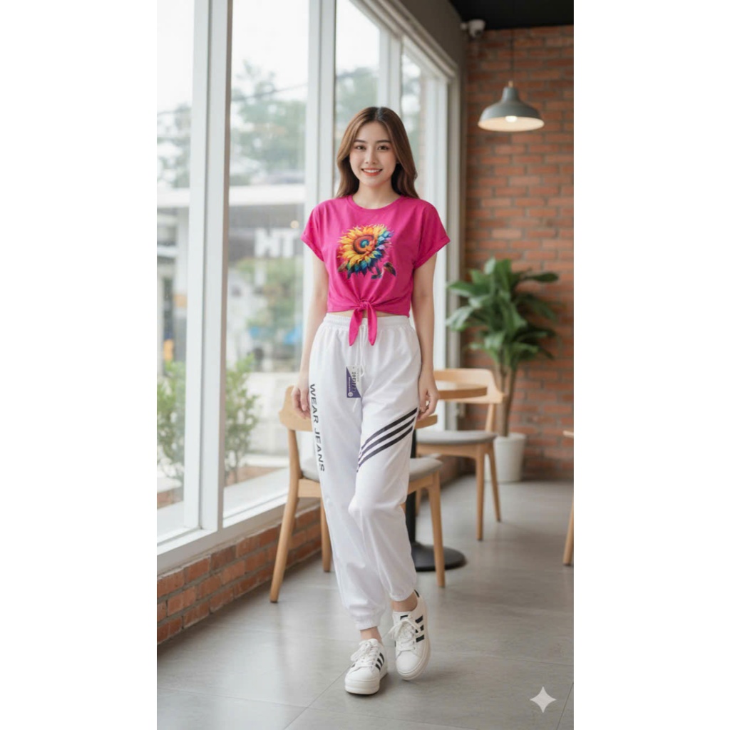 Bộ jonger thể thao cá tính chất cotton co giãn thích hợp tập zumba, erobic, gym, yoga, đi chơi, chạy bộ