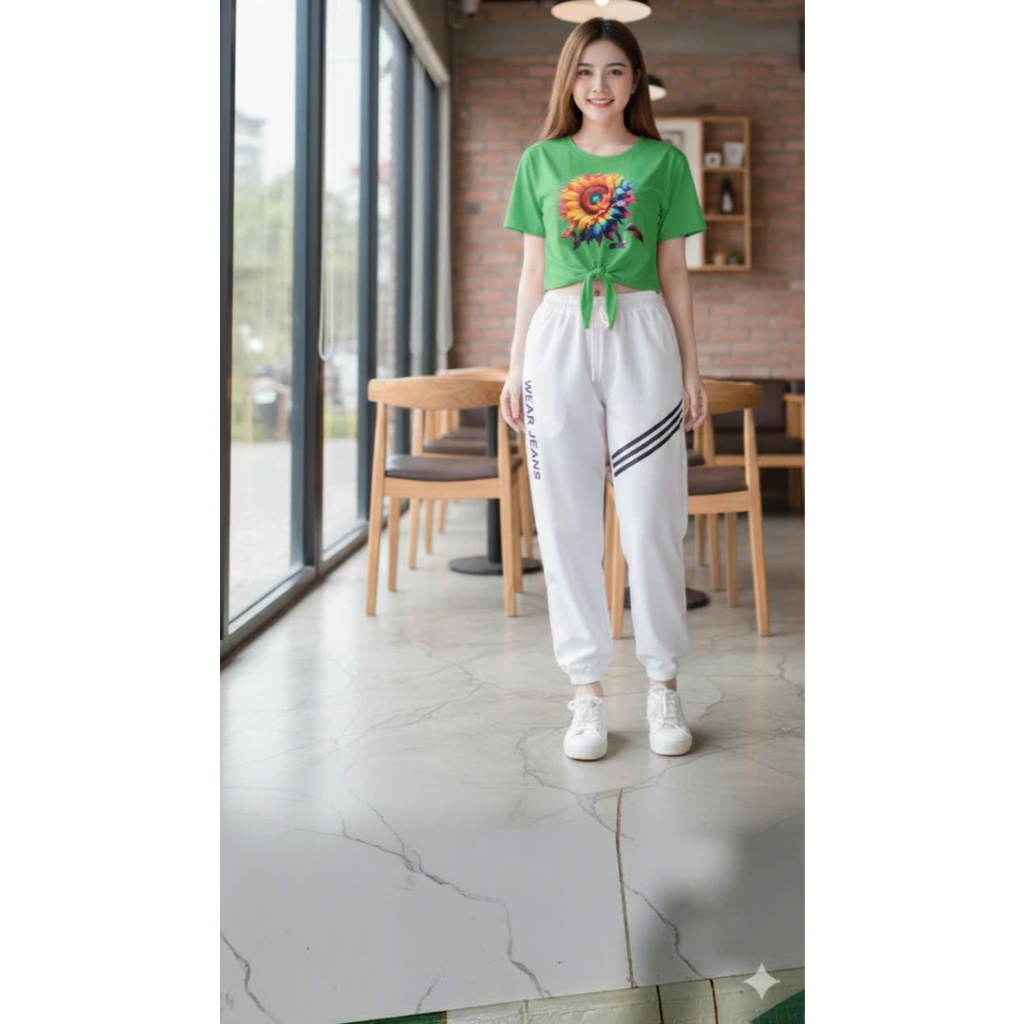 Bộ jonger thể thao cá tính chất cotton co giãn thích hợp tập zumba, erobic, gym, yoga, đi chơi, chạy bộ