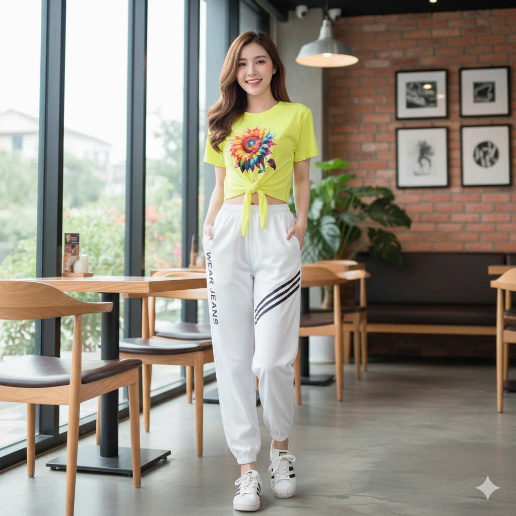 Bộ jonger thể thao cá tính chất cotton co giãn thích hợp tập zumba, erobic, gym, yoga, đi chơi, chạy bộ
