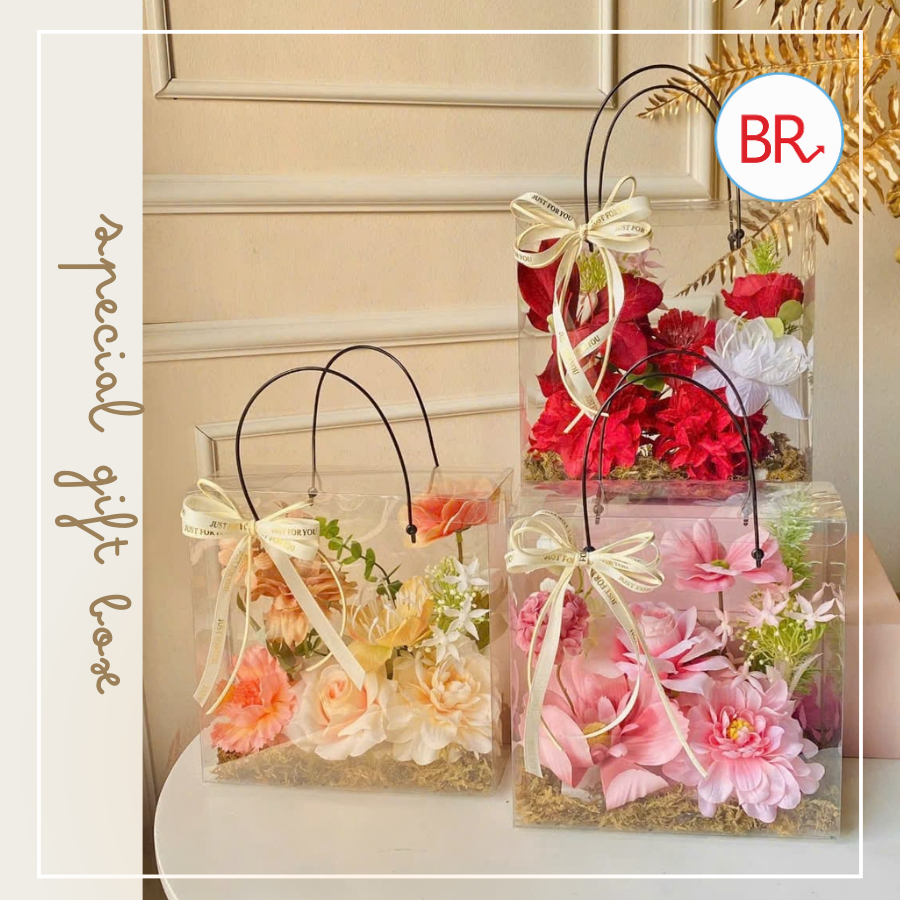 [20/10] Set 3/5 Túi Hộp Quà Mica Trong Suốt – Đựng Quà Tết, Sinh Nhật, Valentine Sang Trọng 02680