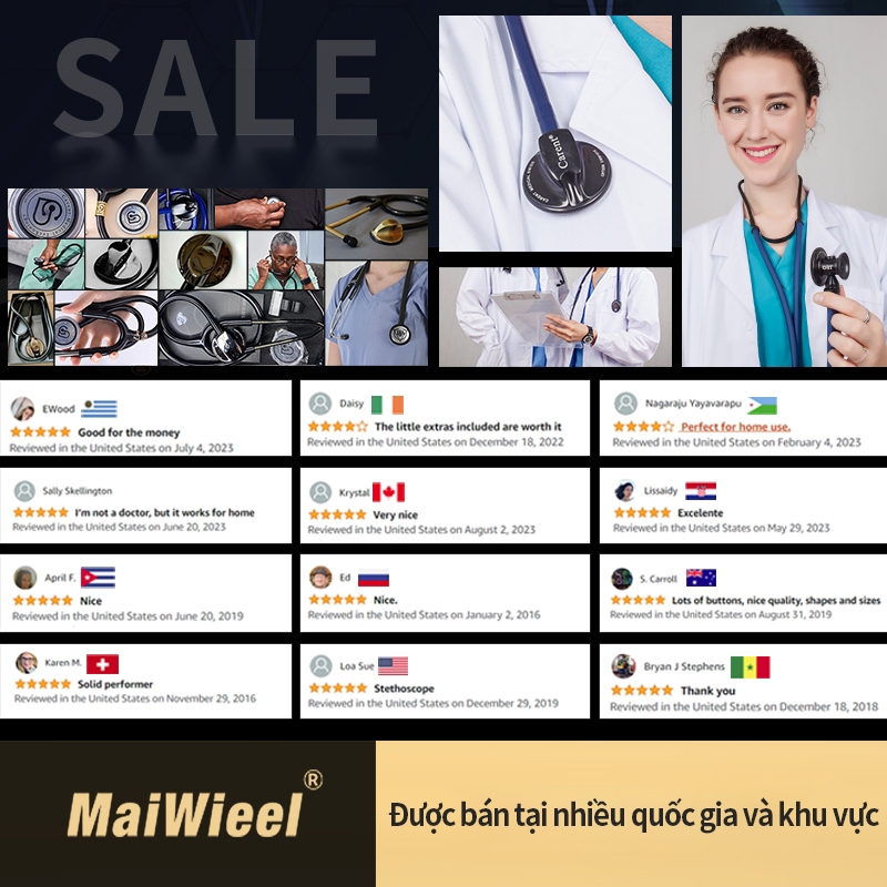 Thương Hiệu MaiWieel Ống Nghe Tim Mạch Chuyên Nghiệp 1 Đầu Siêu Nhạy Âm Siêu Nhẹ Cho Bác Sĩ Y Tá
