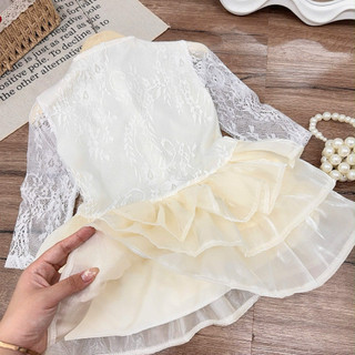 Váy bé gái sang trọng với chi tiết ren váy xếp tầng phong cách tiểu thư