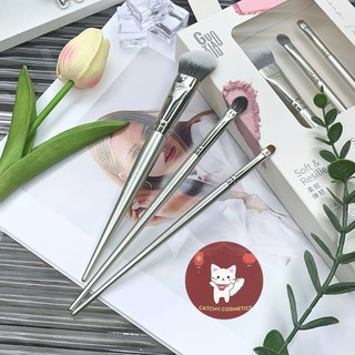 [GUOXIAONIU] Set 3 Cọ Makeup Guoxiaoniu Cơ Bản Vỏ Trắng Lông Cọ Mềm Mại, Rose Gold Series