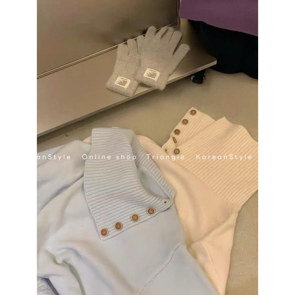 TRIANGLE - Butter Sweater (Cân nhắc kỹ, returned is not welcomed) - Áo len style Hàn Quốc dễ mặc, có thể đóng cúc cao