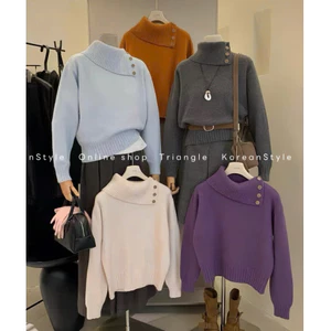 TRIANGLE - Butter Sweater (Cân nhắc kỹ, returned is not welcomed) - Áo len style Hàn Quốc dễ mặc, có thể đóng cúc cao
