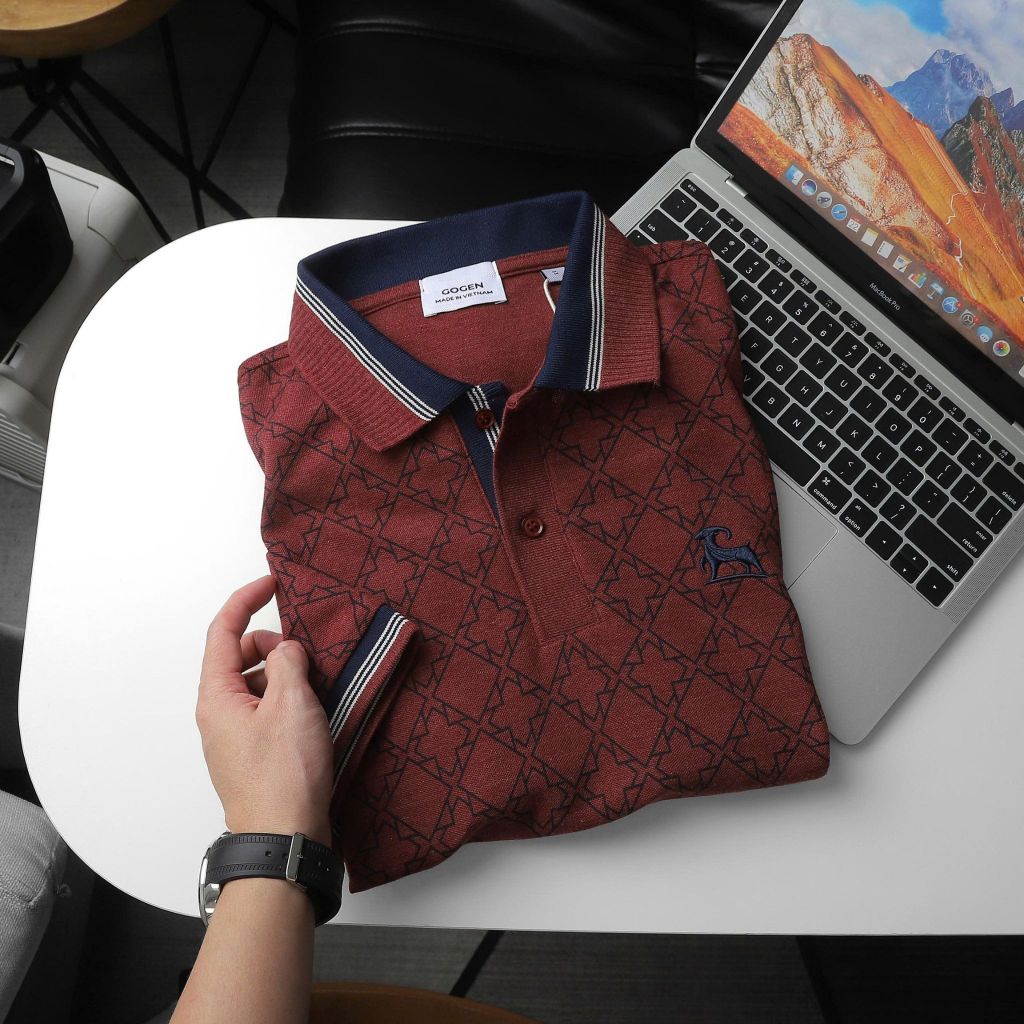 Áo Thun Polo Nam Cao Cấp Monogram Retro Logo Thêu - Luôn Tặng Hộp Đóng - GOGEN G03