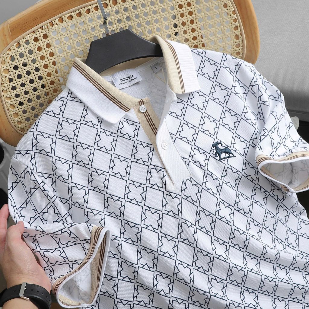 Áo Thun Polo Nam Cao Cấp Monogram Retro Logo Thêu - Luôn Tặng Hộp Đóng - GOGEN G03